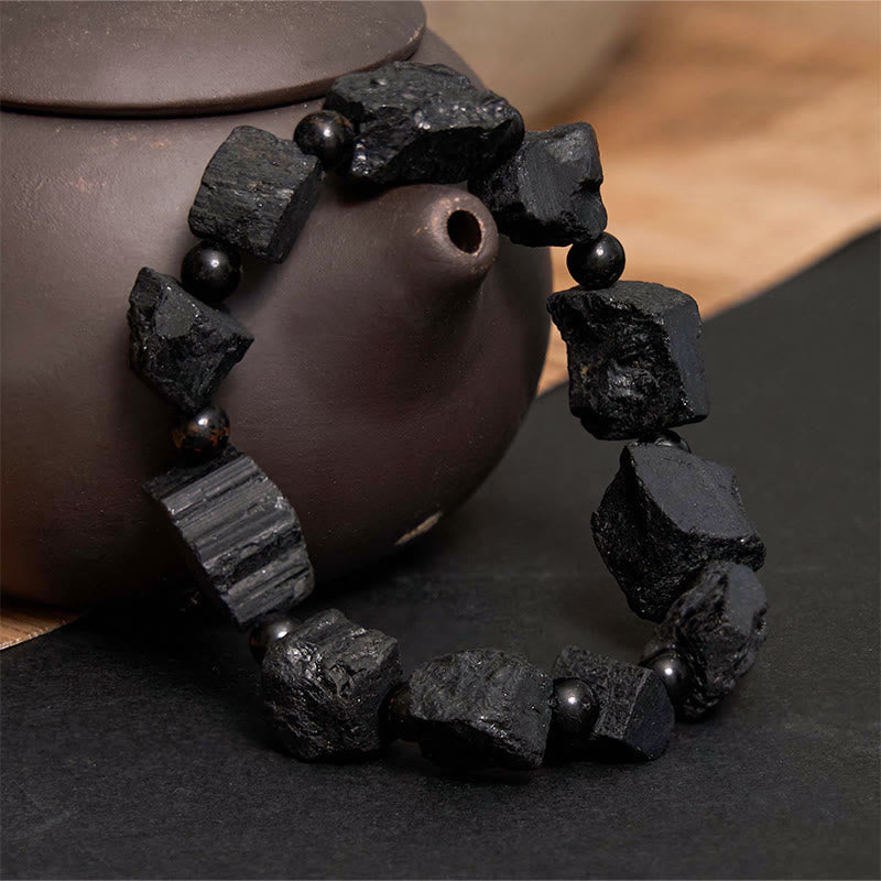 Wear FengShui Black Tourmaline Irregular Stone Positive Bracelet
