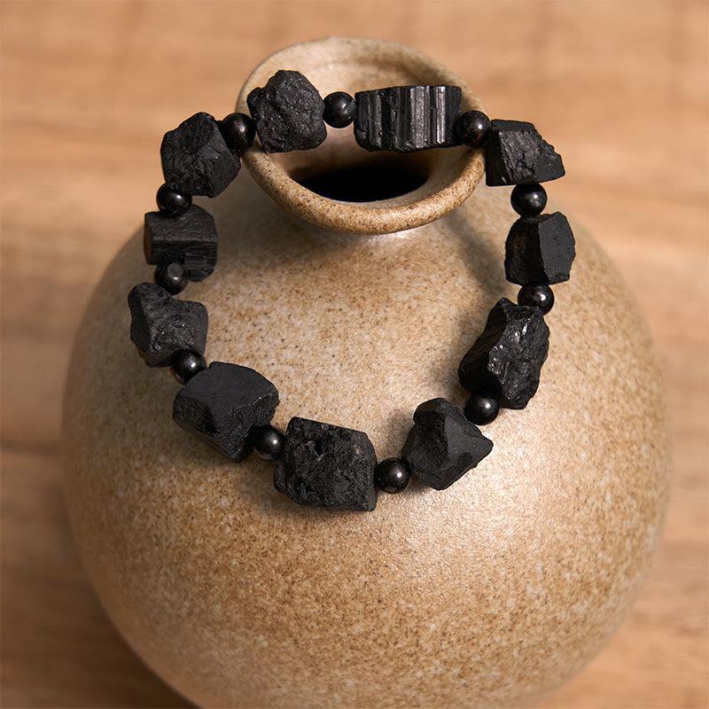Wear FengShui Black Tourmaline Irregular Stone Positive Bracelet