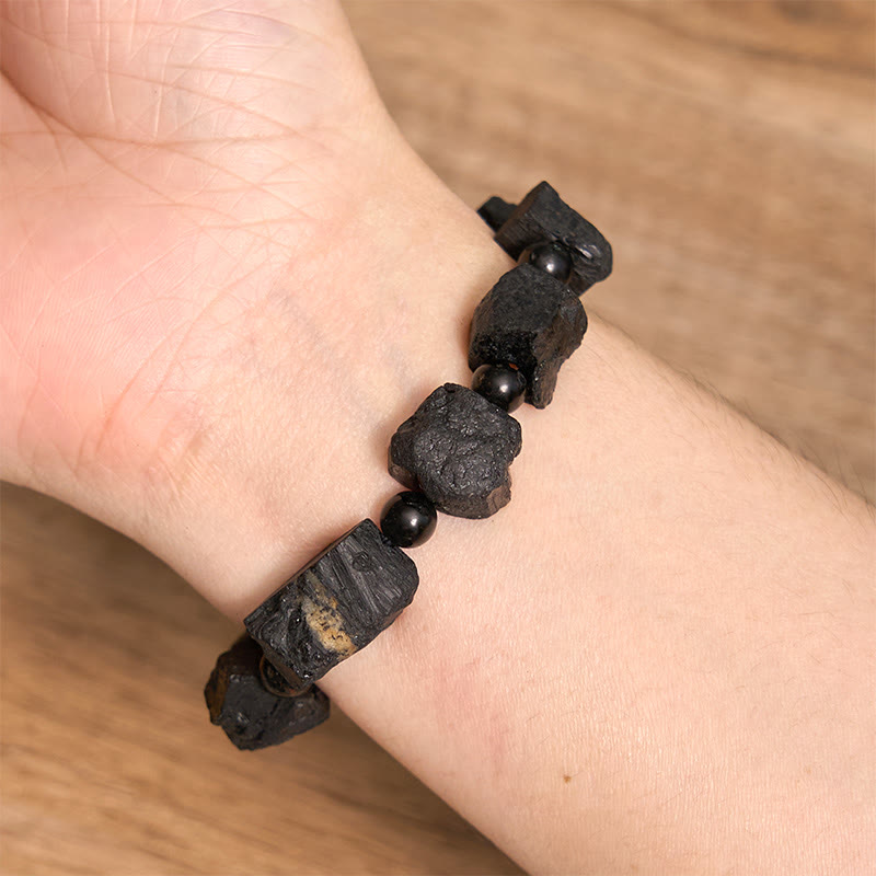 Wear FengShui Black Tourmaline Irregular Stone Positive Bracelet
