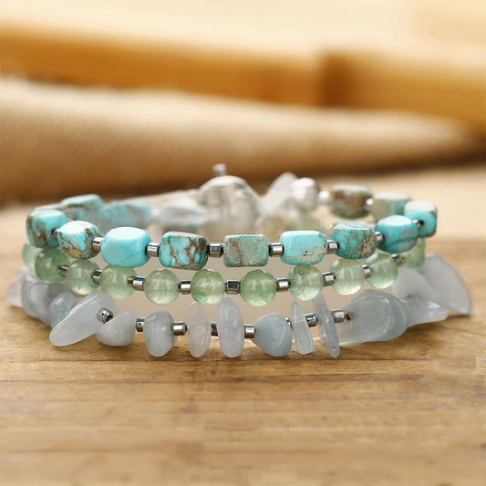 Wear FengShui Green Emperor Stone Green Aventurine Happiness Triple Wrap Bracelet