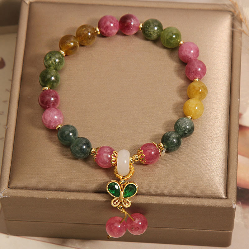 Wear FengShui Tourmaline Jade Butterfly Wisdom Bracelet
