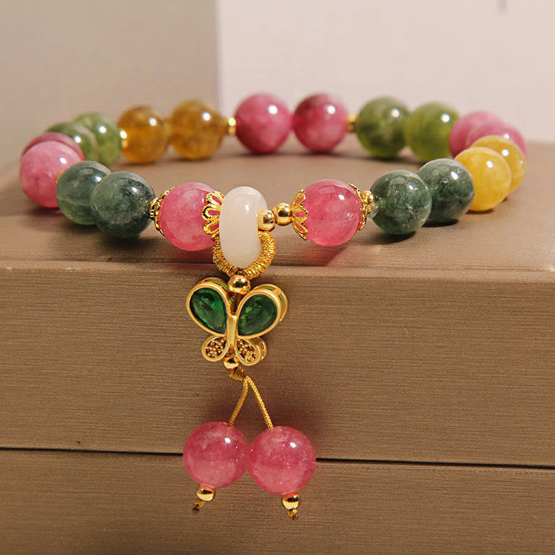 Wear FengShui Tourmaline Jade Butterfly Wisdom Bracelet