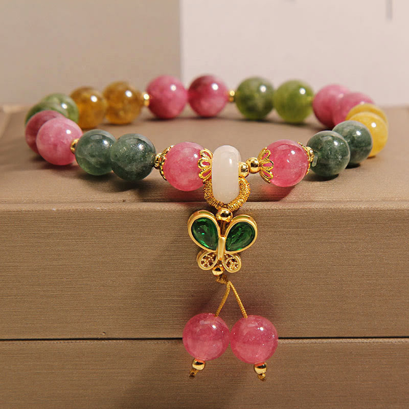 Wear FengShui Tourmaline Jade Butterfly Wisdom Bracelet