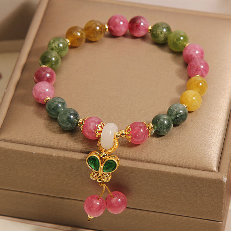 Wear FengShui Tourmaline Jade Butterfly Wisdom Bracelet