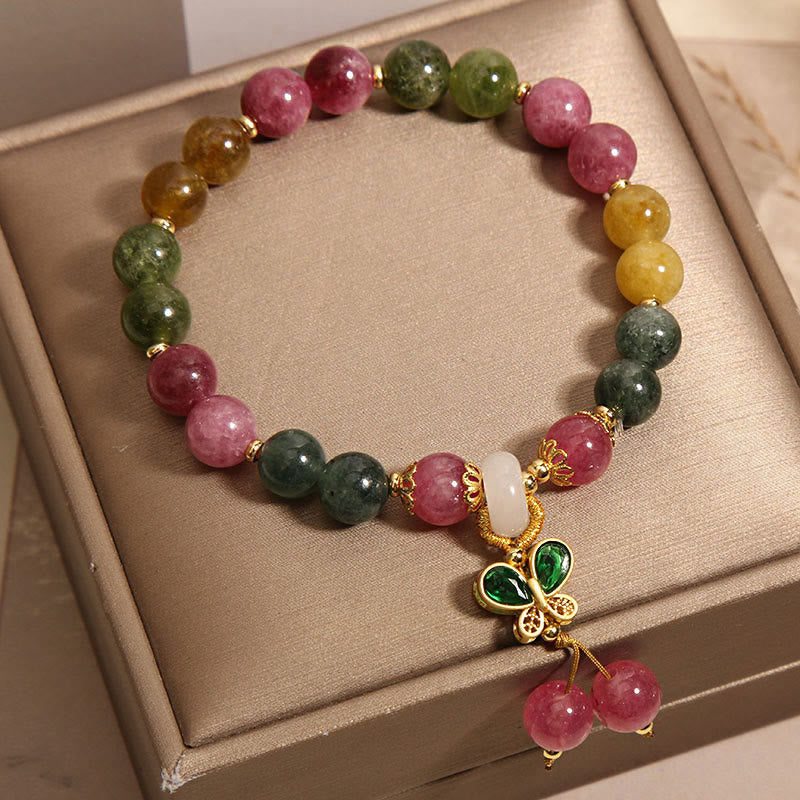 Wear FengShui Tourmaline Jade Butterfly Wisdom Bracelet