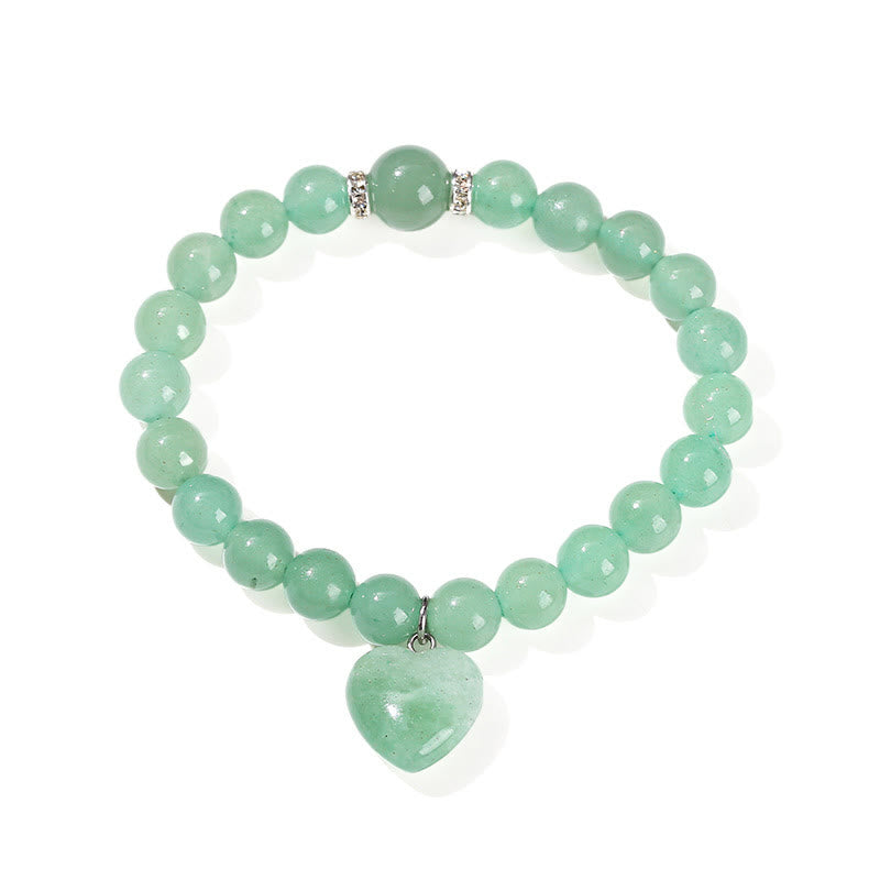Wear FengShui Various Crystal Green Aventurine Love Heart Balance Bracelet