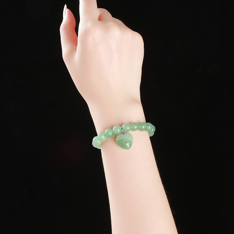 Wear FengShui Various Crystal Green Aventurine Love Heart Balance Bracelet