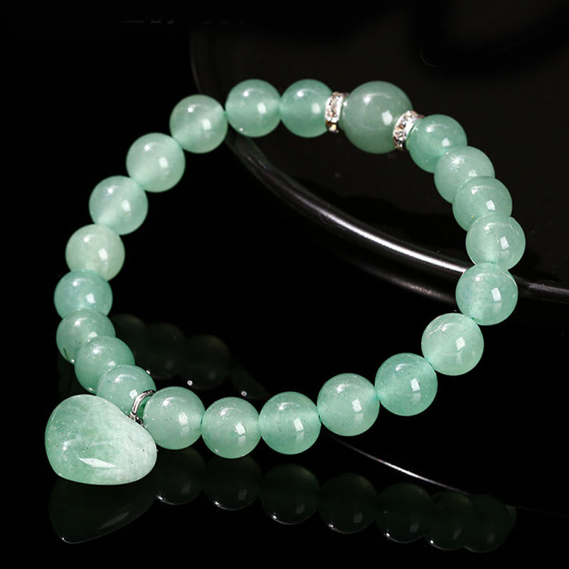 Wear FengShui Various Crystal Green Aventurine Love Heart Balance Bracelet