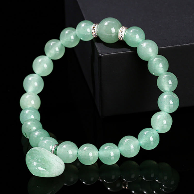 Wear FengShui Various Crystal Green Aventurine Love Heart Balance Bracelet