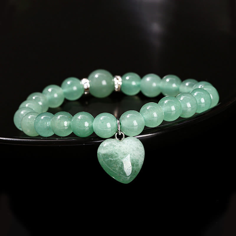 Wear FengShui Various Crystal Green Aventurine Love Heart Balance Bracelet