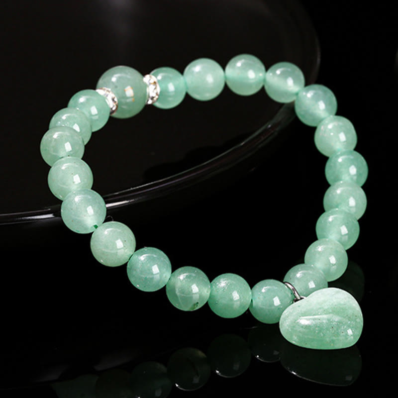Wear FengShui Various Crystal Green Aventurine Love Heart Balance Bracelet