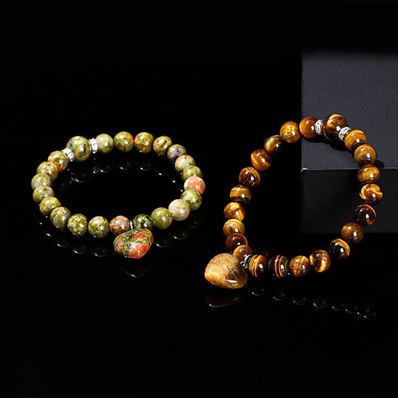 Wear FengShui Various Crystal Green Aventurine Love Heart Balance Bracelet