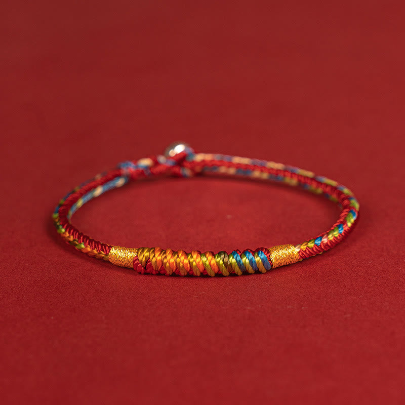 Wear FengShui Multicolor Red String Alloy 925 Sterling Silver Buckle Protection Bracelet