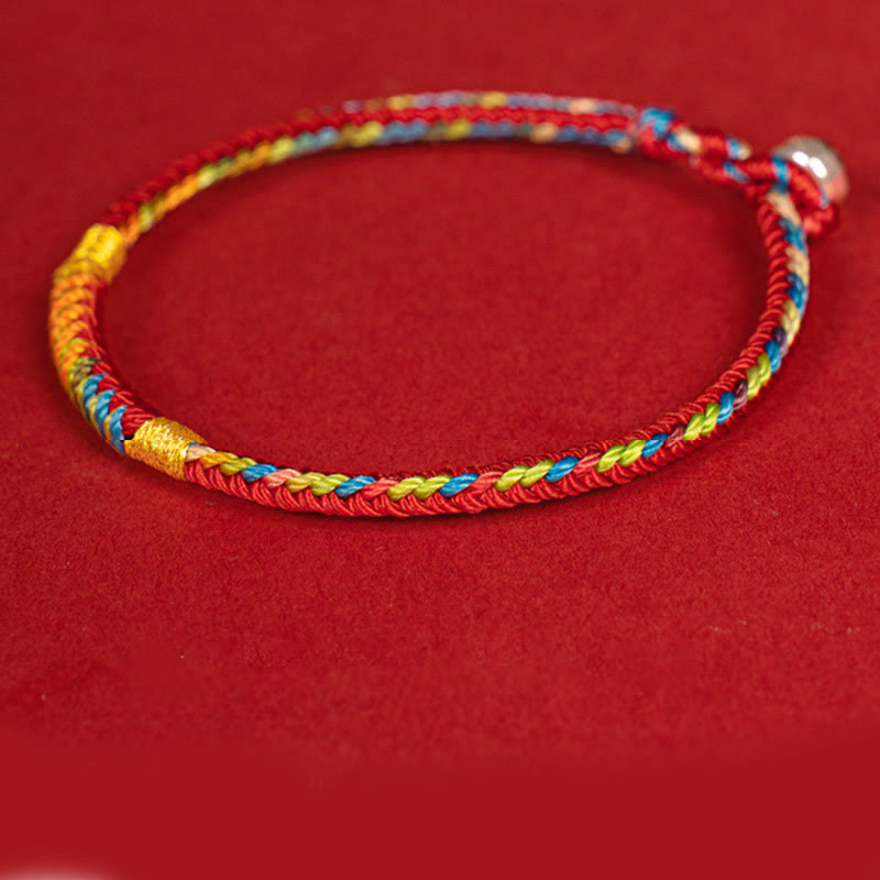 Wear FengShui Multicolor Red String Alloy 925 Sterling Silver Buckle Protection Bracelet