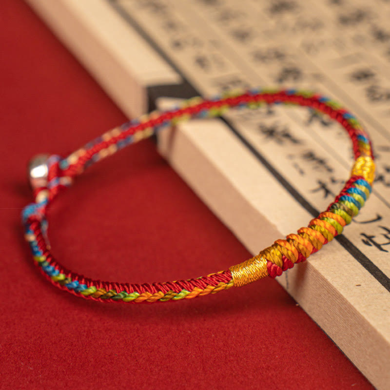 Wear FengShui Multicolor Red String Alloy 925 Sterling Silver Buckle Protection Bracelet