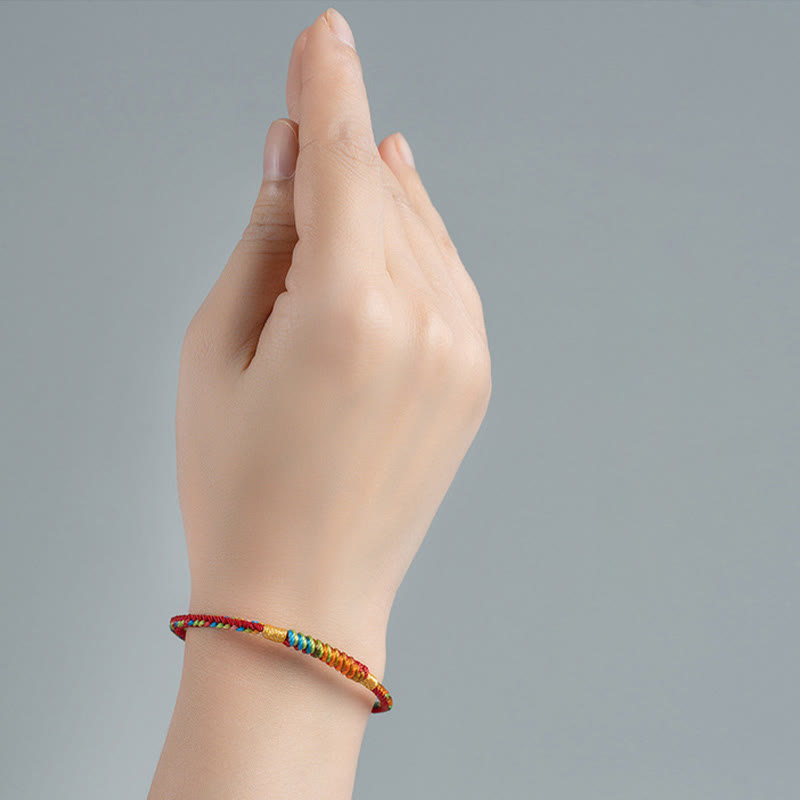 Wear FengShui Multicolor Red String Alloy 925 Sterling Silver Buckle Protection Bracelet
