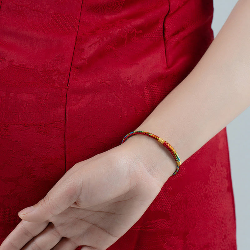 Wear FengShui Multicolor Red String Alloy 925 Sterling Silver Buckle Protection Bracelet