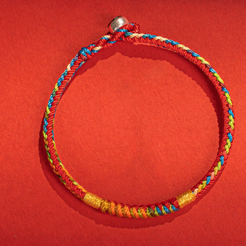 Wear FengShui Multicolor Red String Alloy 925 Sterling Silver Buckle Protection Bracelet