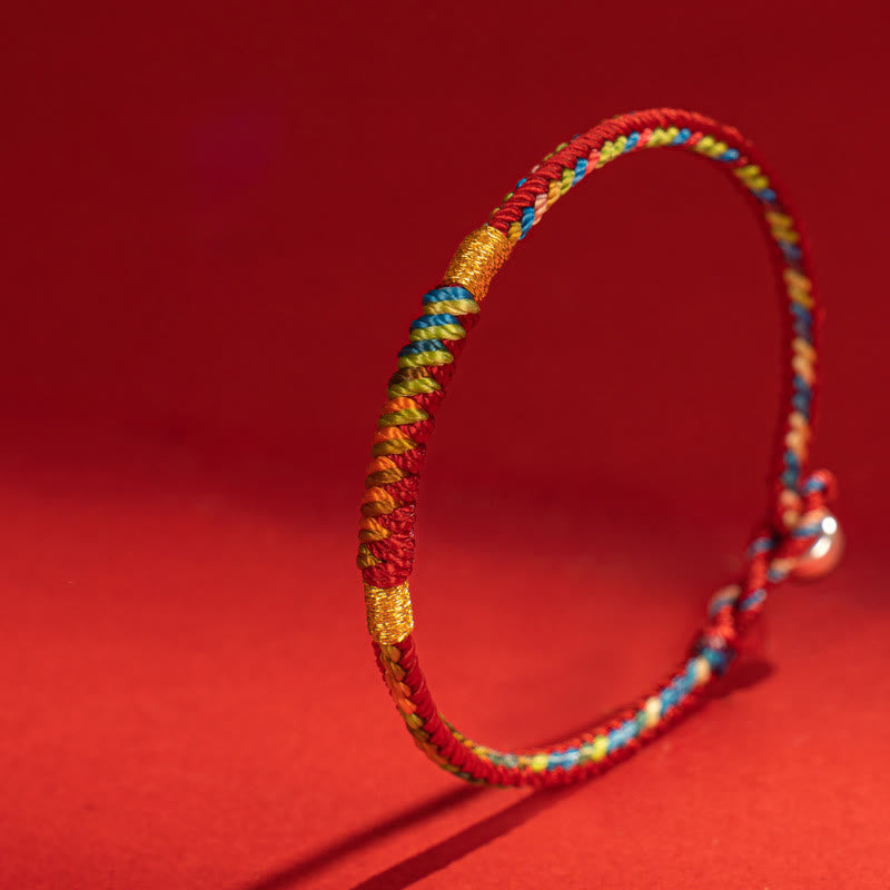 Wear FengShui Multicolor Red String Alloy 925 Sterling Silver Buckle Protection Bracelet