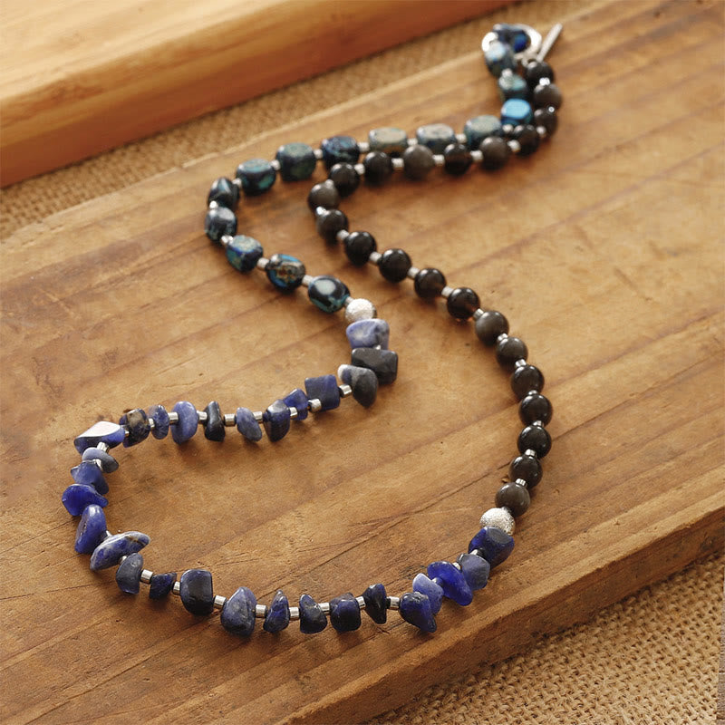 Wear FengShui Emperor Stone Sodalite Gold Sheen Obsidian Balance Triple Wrap Bracelet