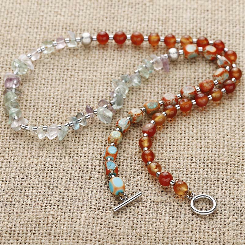 Wear FengShui Fluorite Red Agate Emperor Stone Power Triple Wrap Bracelet