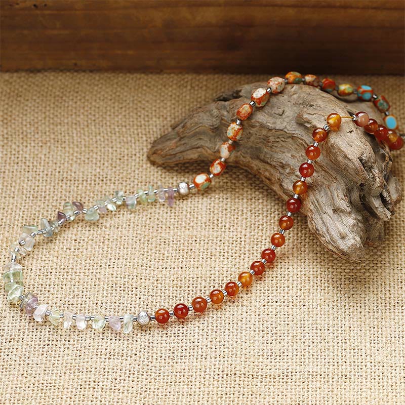 Wear FengShui Fluorite Red Agate Emperor Stone Power Triple Wrap Bracelet