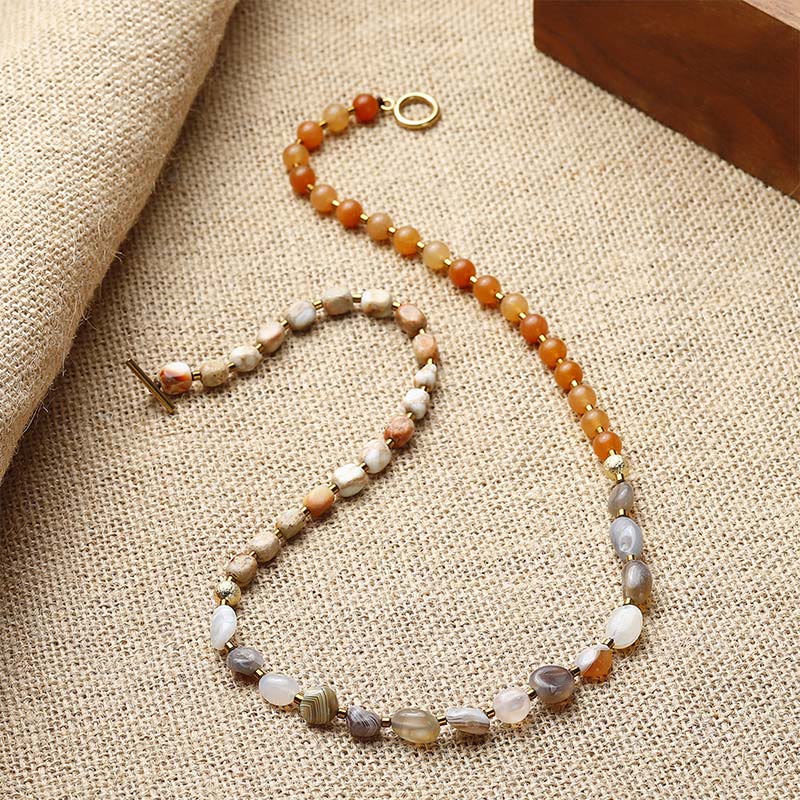 Wear FengShui Botswana Agate Red Agate  Emperor Stone Creativity Triple Wrap Bracelet