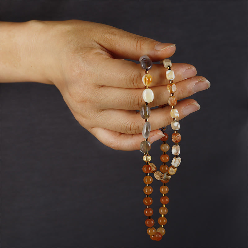 Wear FengShui Botswana Agate Red Agate  Emperor Stone Creativity Triple Wrap Bracelet
