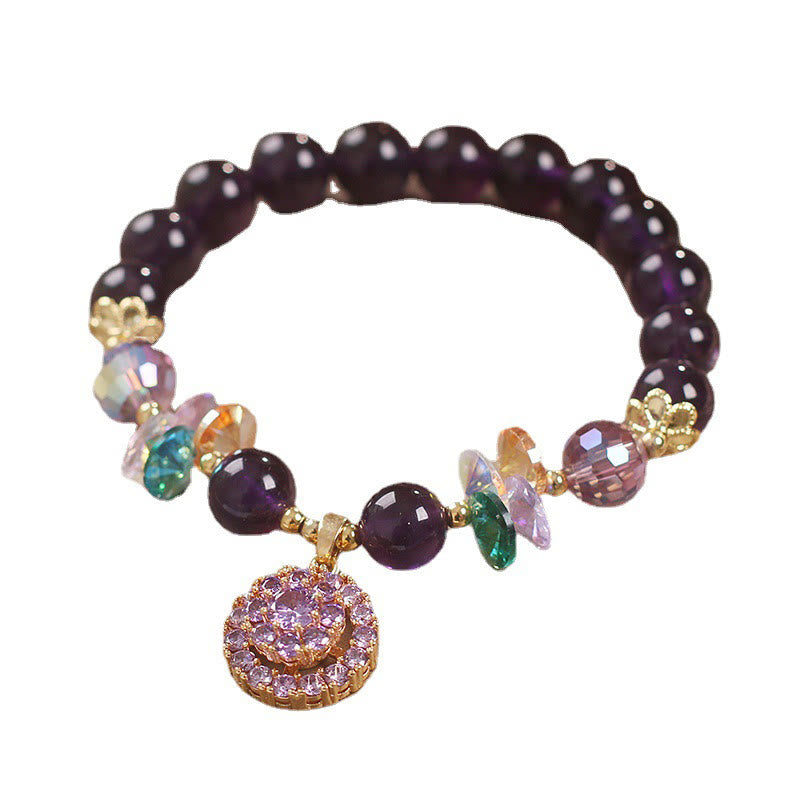 Wear FengShui Amethyst Green Crystal Citrine White Crystal Spiritual Awareness Bracelet