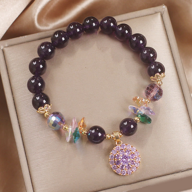 Wear FengShui Amethyst Green Crystal Citrine White Crystal Spiritual Awareness Bracelet