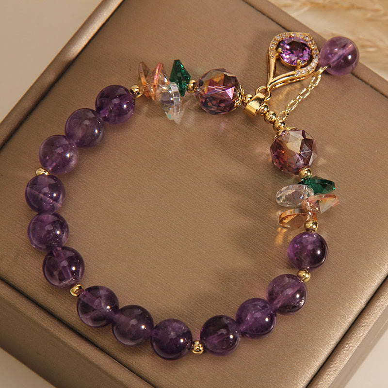 Wear FengShui Amethyst Green Crystal Citrine White Crystal Spiritual Awareness Bracelet