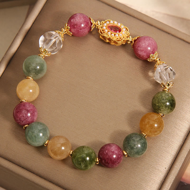 Wear FengShui Tourmaline Pearl Pink Crystal White Crystal Wisdom Bracelet