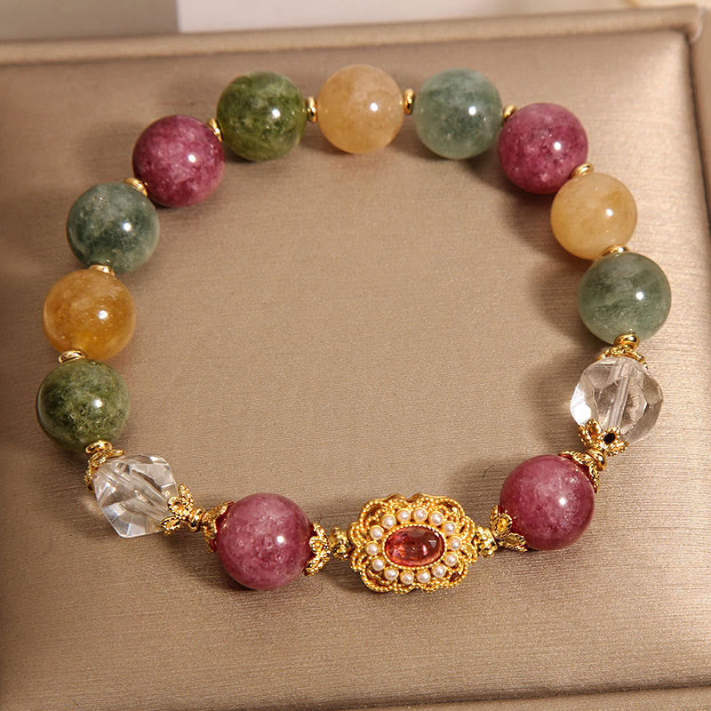 Wear FengShui Tourmaline Pearl Pink Crystal White Crystal Wisdom Bracelet