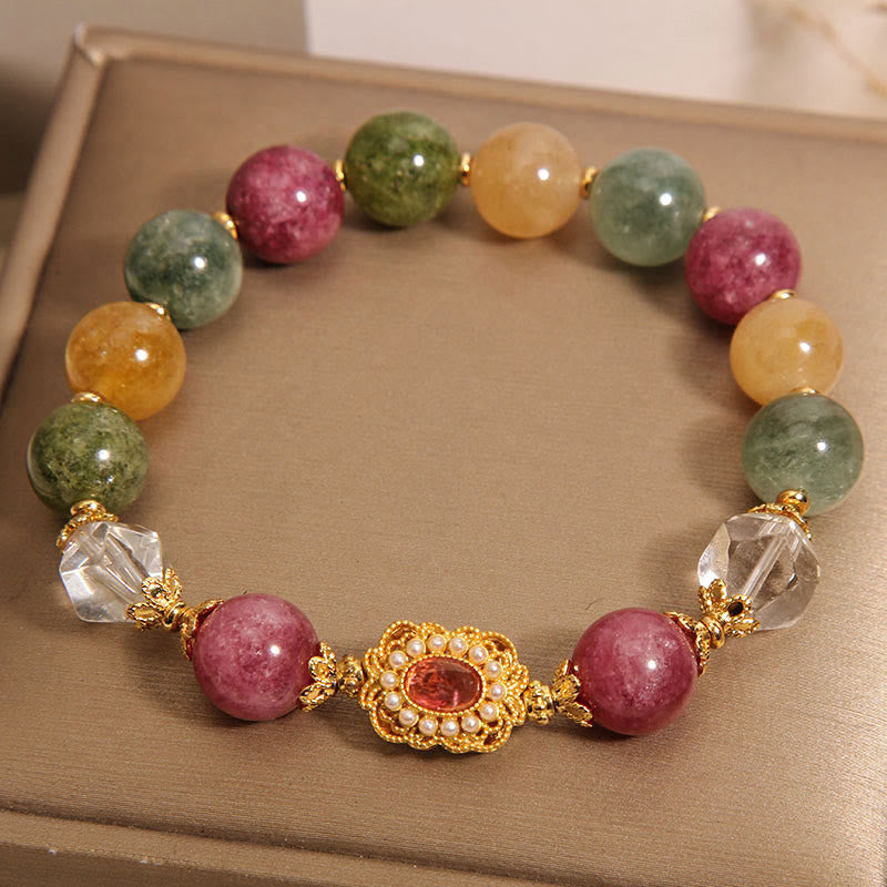 Wear FengShui Tourmaline Pearl Pink Crystal White Crystal Wisdom Bracelet