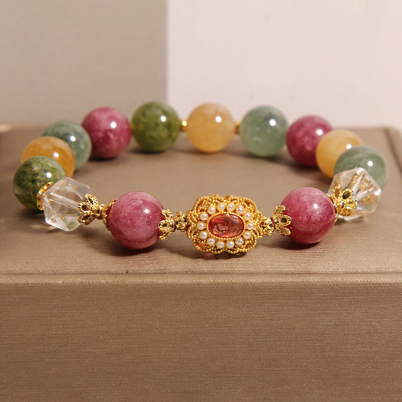 Wear FengShui Tourmaline Pearl Pink Crystal White Crystal Wisdom Bracelet