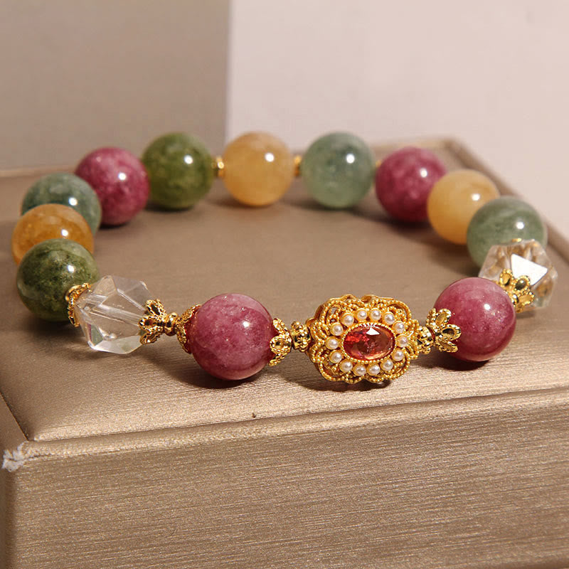 Wear FengShui Tourmaline Pearl Pink Crystal White Crystal Wisdom Bracelet