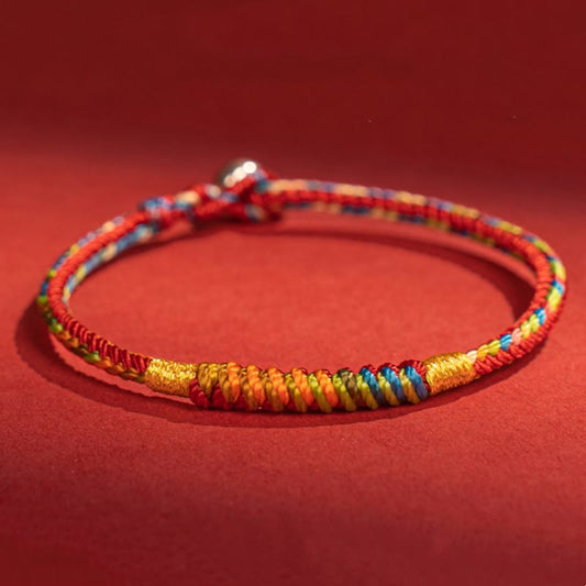 Wear FengShui Multicolor Red String Alloy 925 Sterling Silver Buckle Protection Bracelet