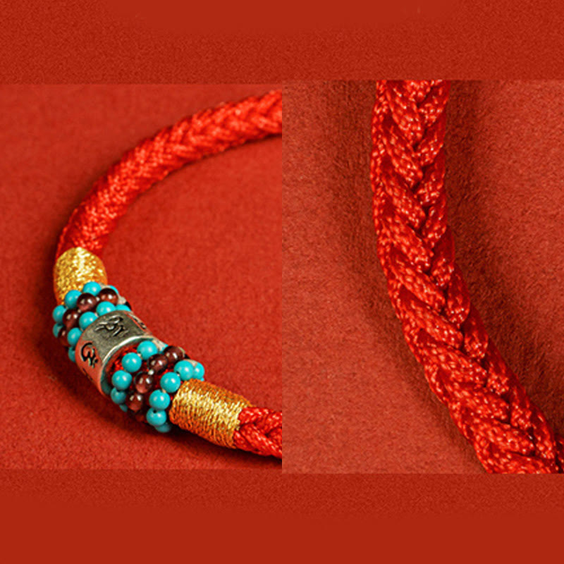 Wear FengShui Red String Black String Six True Words 925 Sterling Silver Connection Bracelet