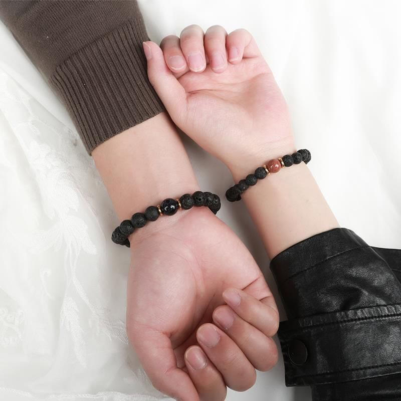 Wear FengShui Lava Rock Goldstone Blue Sandstone Healing Bracelet