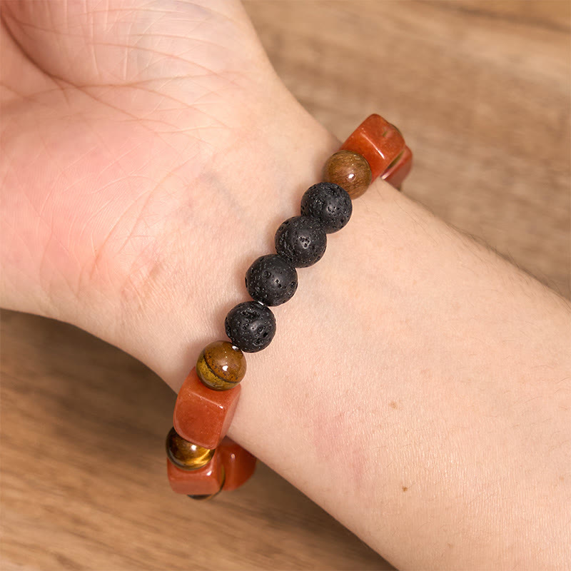 Wear FengShui Various Crystals Cube Amethyst Lava Rock Support Bracelet