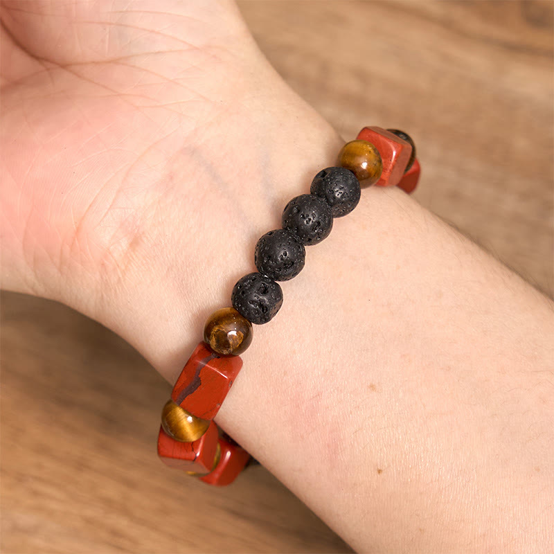 Wear FengShui Various Crystals Cube Amethyst Lava Rock Support Bracelet