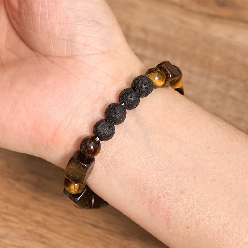 Wear FengShui Various Crystals Cube Amethyst Lava Rock Support Bracelet