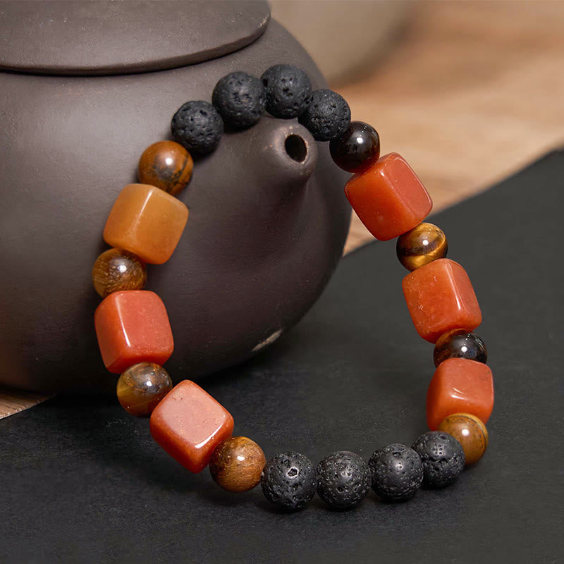 Wear FengShui Various Crystals Cube Amethyst Lava Rock Support Bracelet