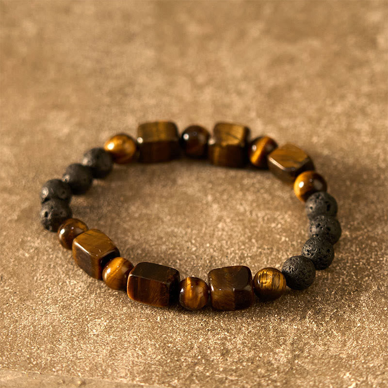 Wear FengShui Various Crystals Cube Amethyst Lava Rock Support Bracelet