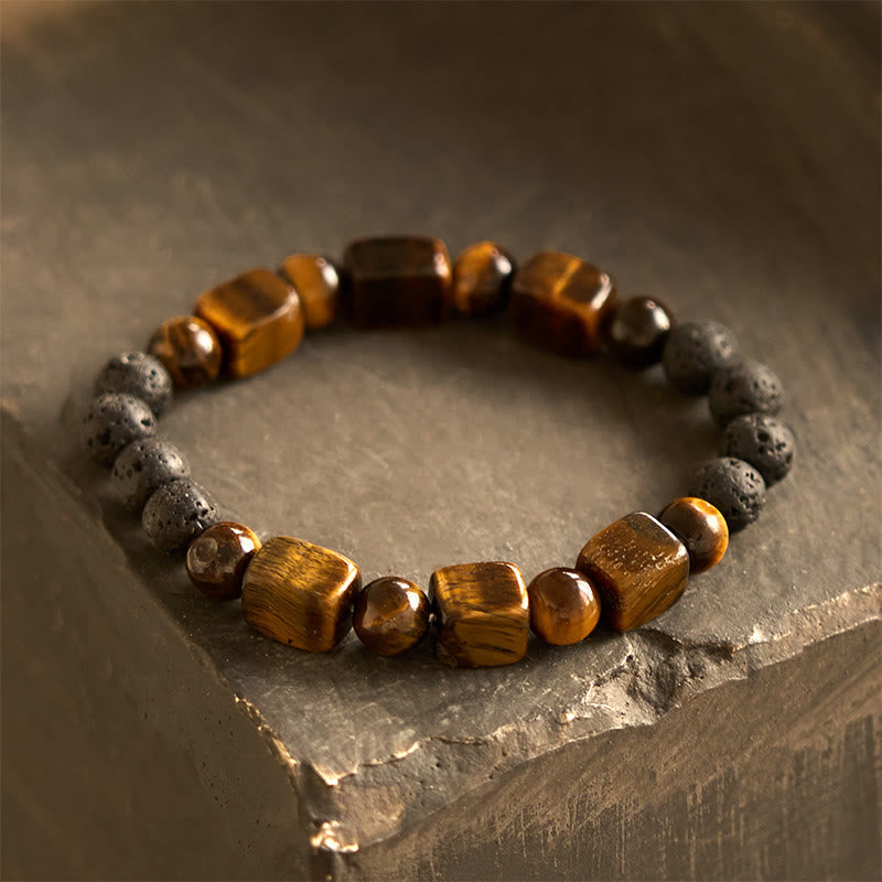 Wear FengShui Various Crystals Cube Amethyst Lava Rock Support Bracelet