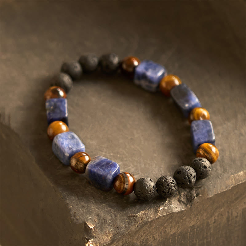 Wear FengShui Various Crystals Cube Amethyst Lava Rock Support Bracelet