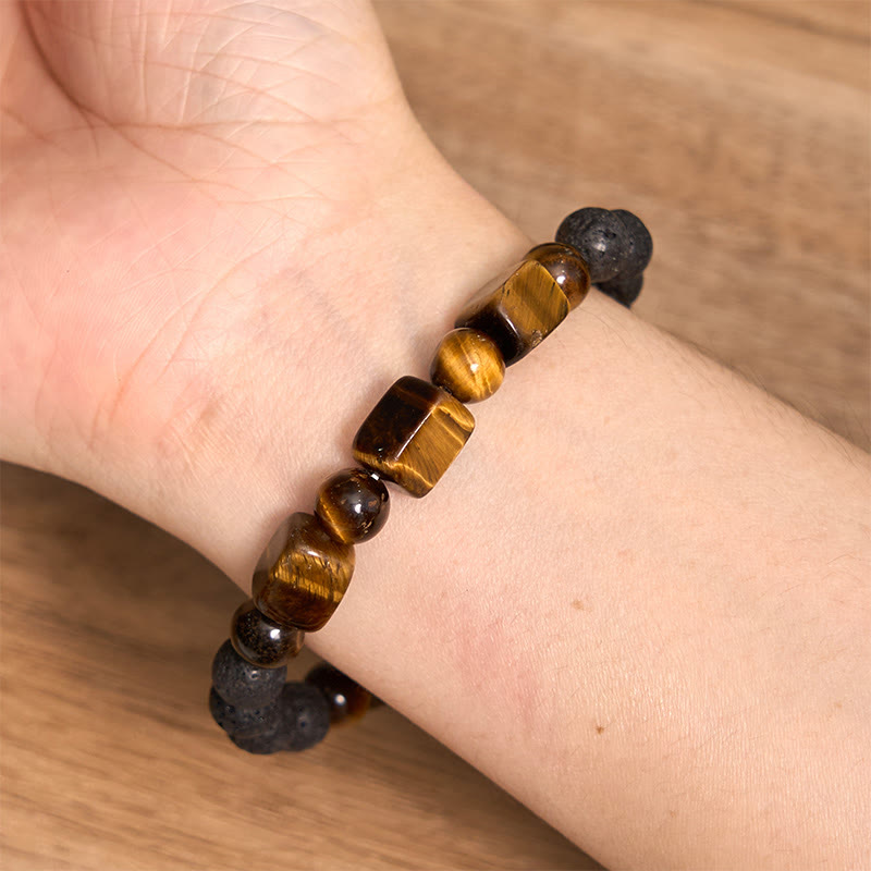 Wear FengShui Various Crystals Cube Amethyst Lava Rock Support Bracelet
