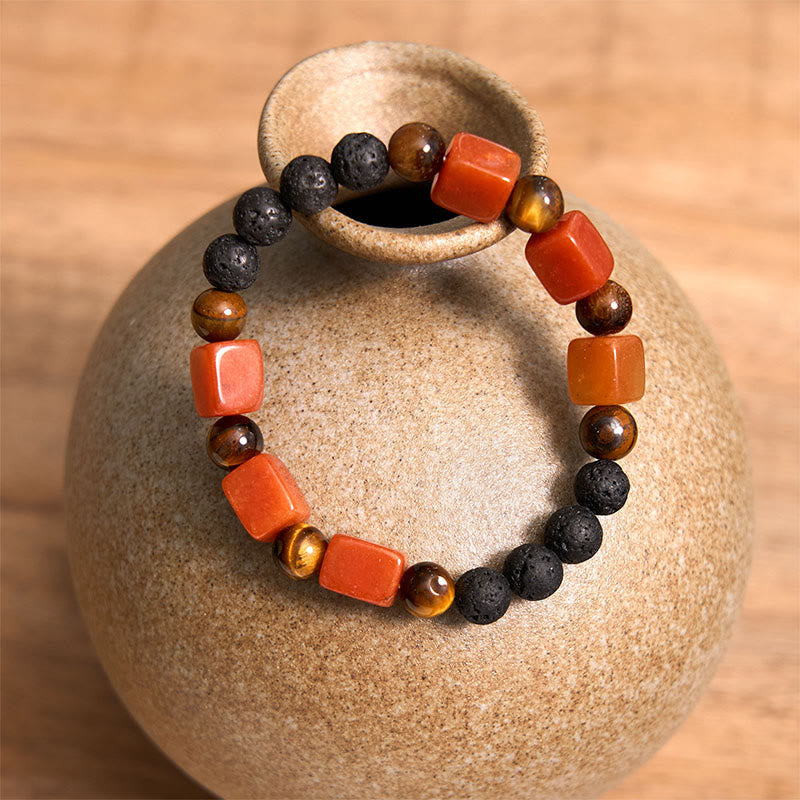Wear FengShui Various Crystals Cube Amethyst Lava Rock Support Bracelet