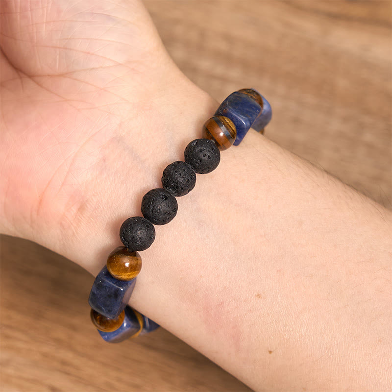 Wear FengShui Various Crystals Cube Amethyst Lava Rock Support Bracelet