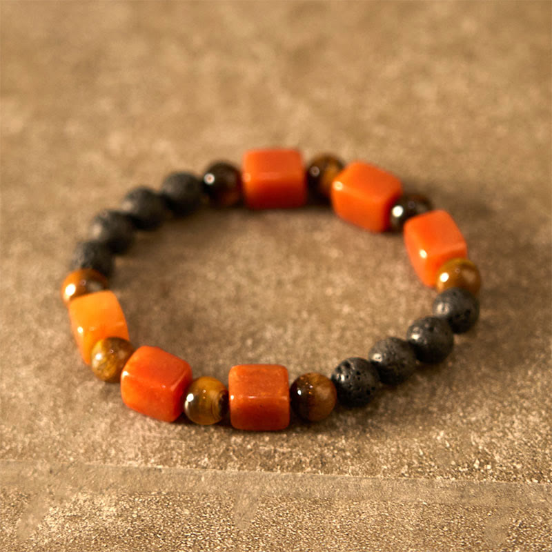 Wear FengShui Various Crystals Cube Amethyst Lava Rock Support Bracelet
